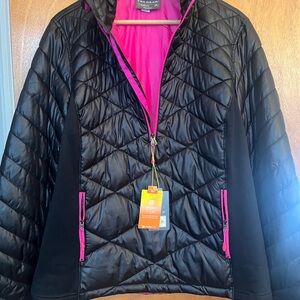 Tek Gear Black and Pink Women's Puffer Jacket
